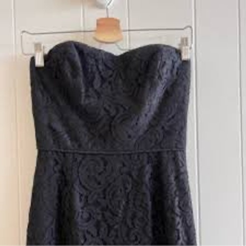 J.Crew Navy Blue Corded Lace Strapless Sweetheart Cocktail Dress Size 8